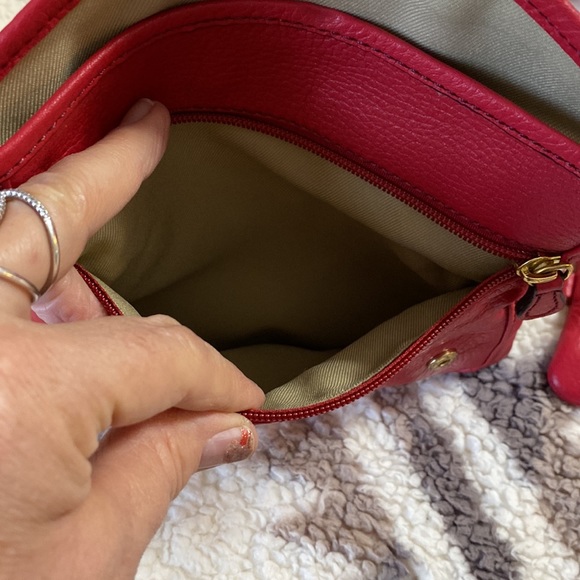 Max New York mini red leather clutch/cosmetic bag/crossbody bag - Picture 8 of 9